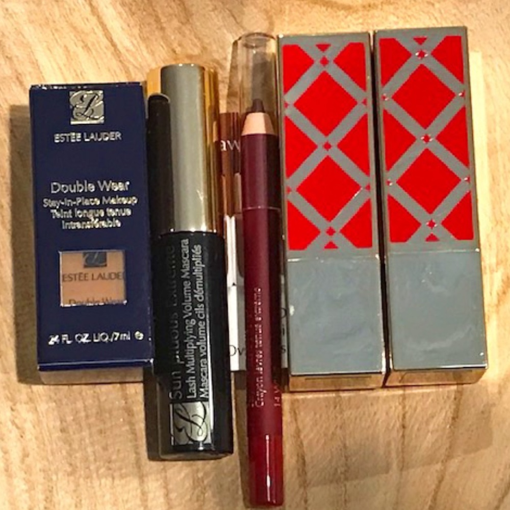 Estee Lauder Cosmetic Bag & 2 Lipsticks & Mascara--NWOT!
